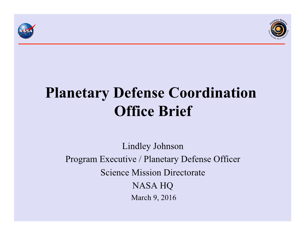Planetary Defense Coordination Office Brief