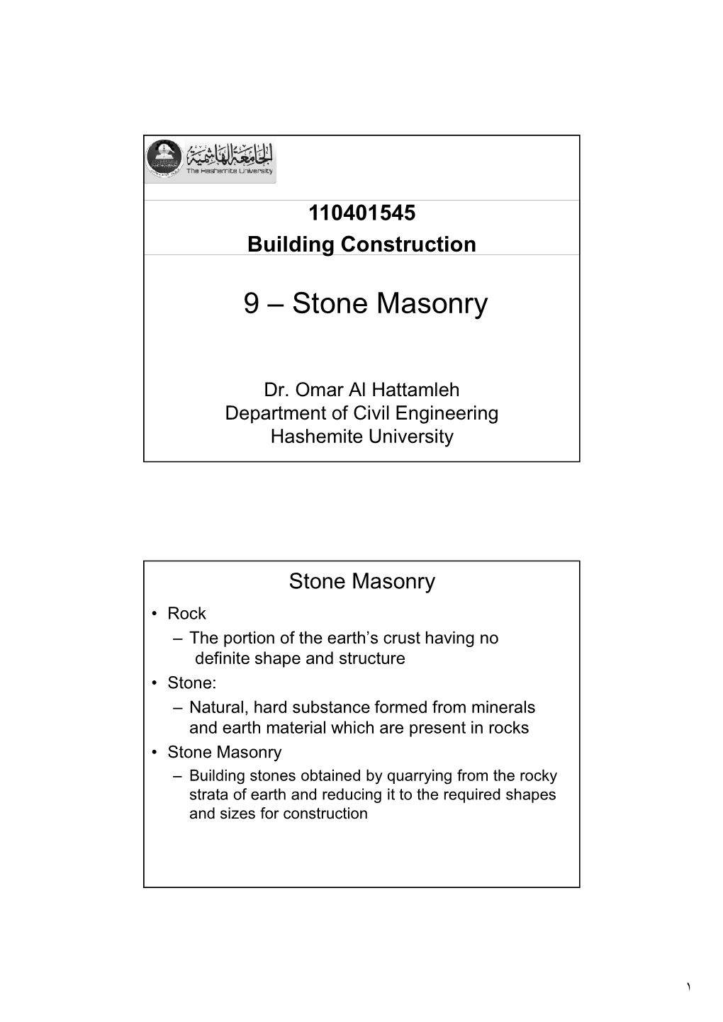 Stone Masonry