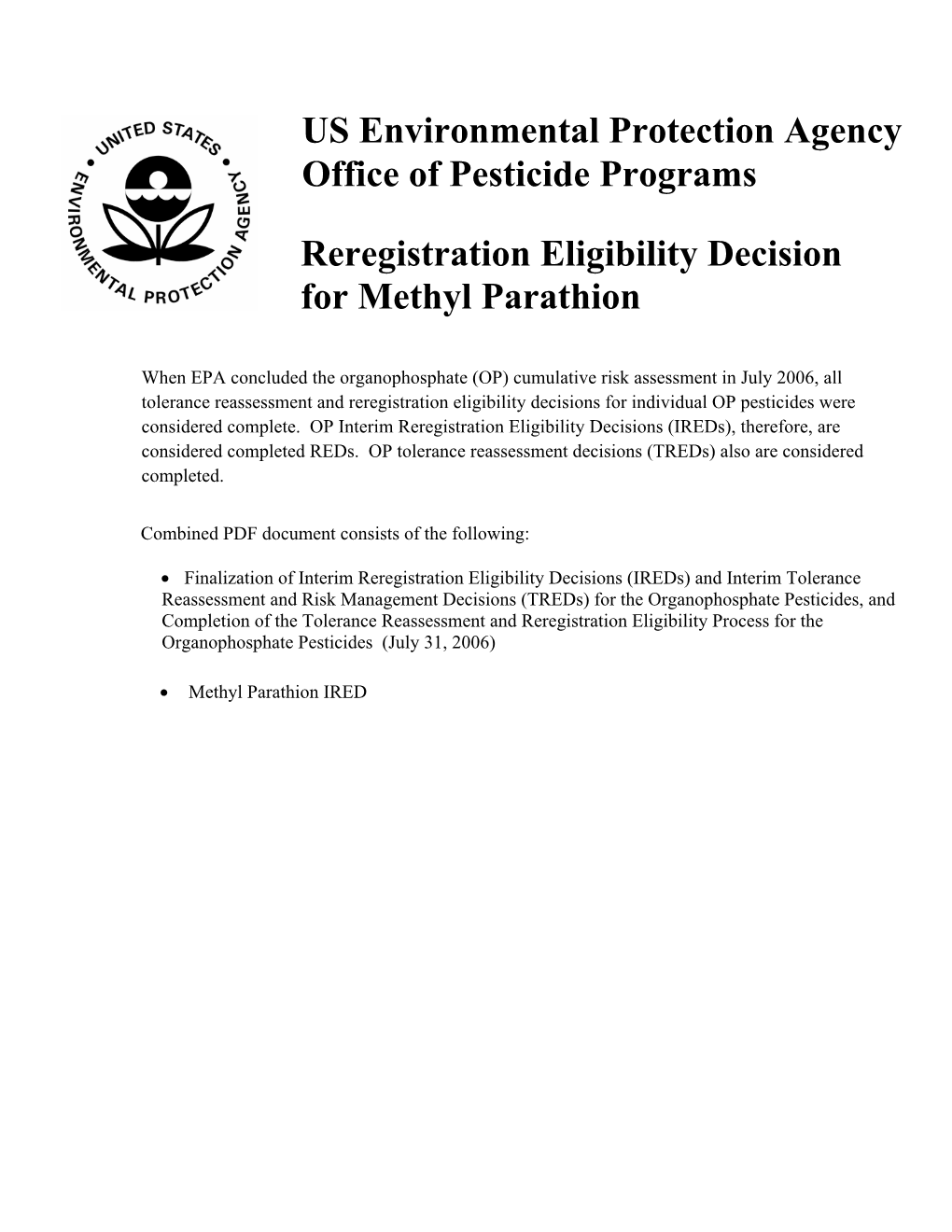 For Methyl Parathion