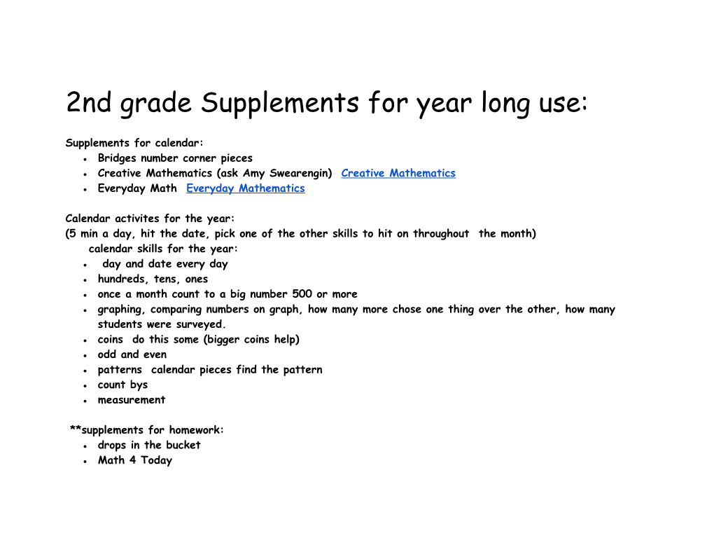 2Nd Grade Supplements for Year Long Use