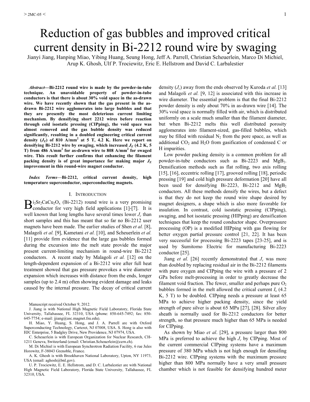 Reduction of Gas Bubbles and Improved Critical Current Density In