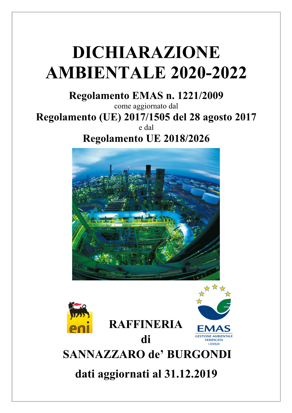 Dichiarazione Ambientale 2020 Della Raffineria Di Sannazzaro