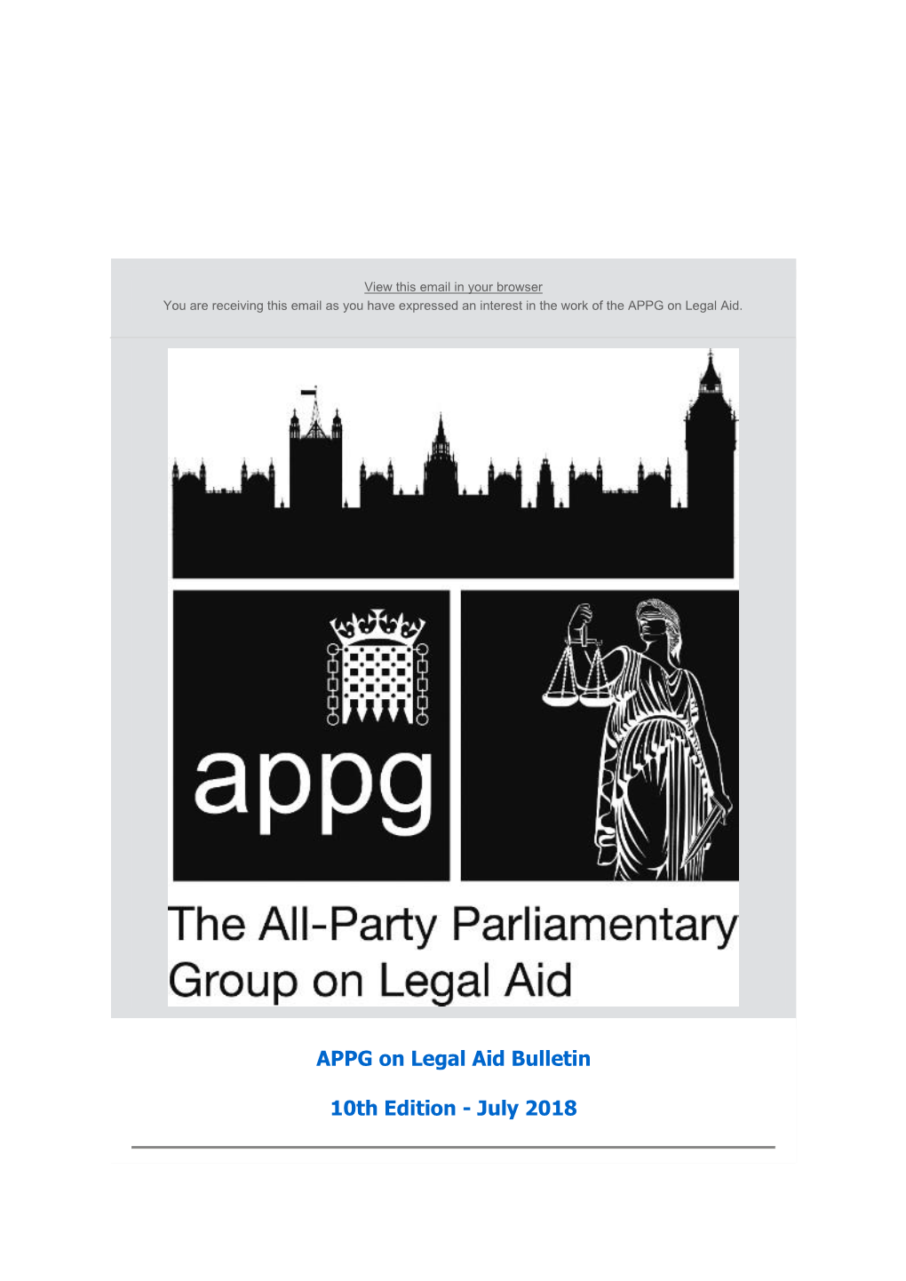 APPG on Legal Aid Bulletin 10Th Edition