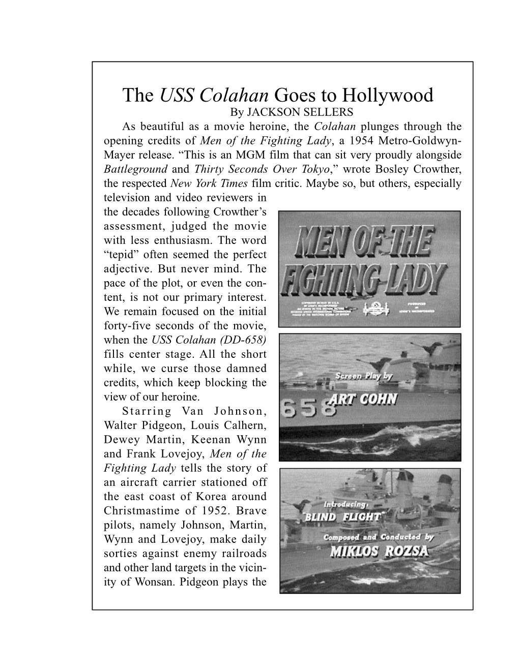 The USS Colahan Goes to Hollywood