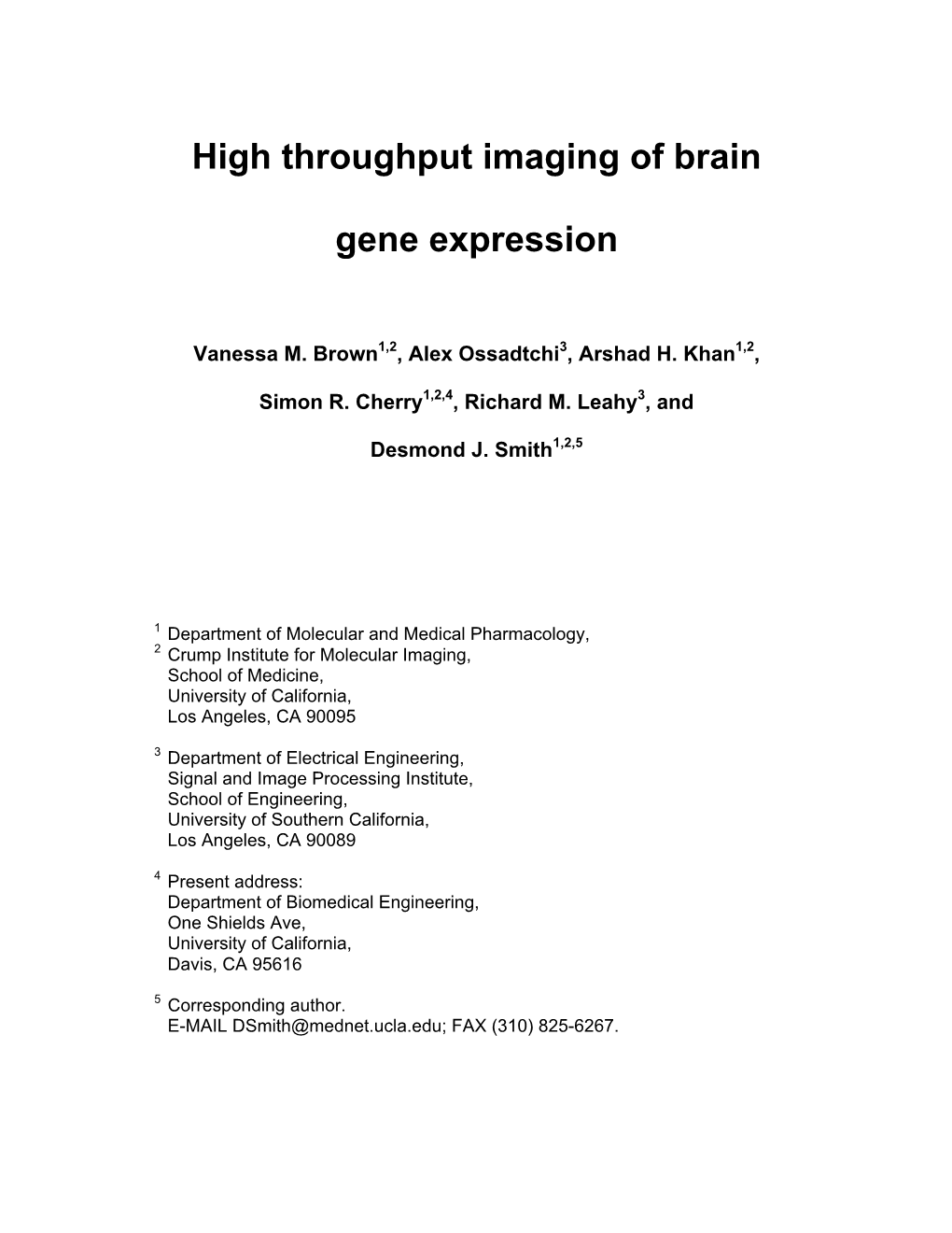 High Throughput Imaging of Brain Gene Expression