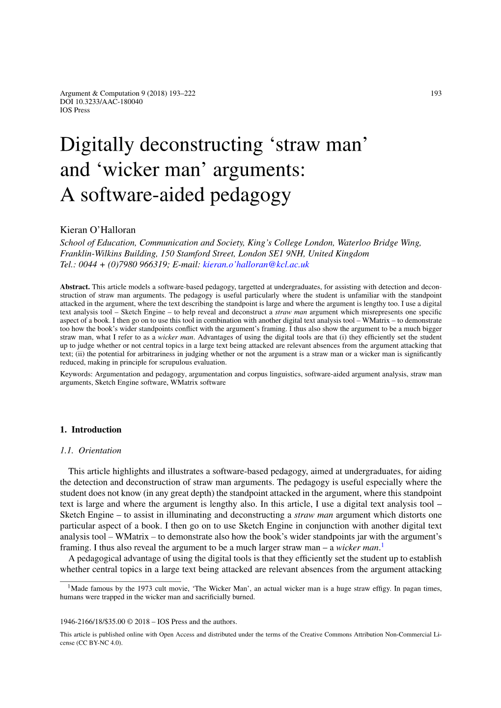 `Straw Man' and `Wicker Man' Arguments