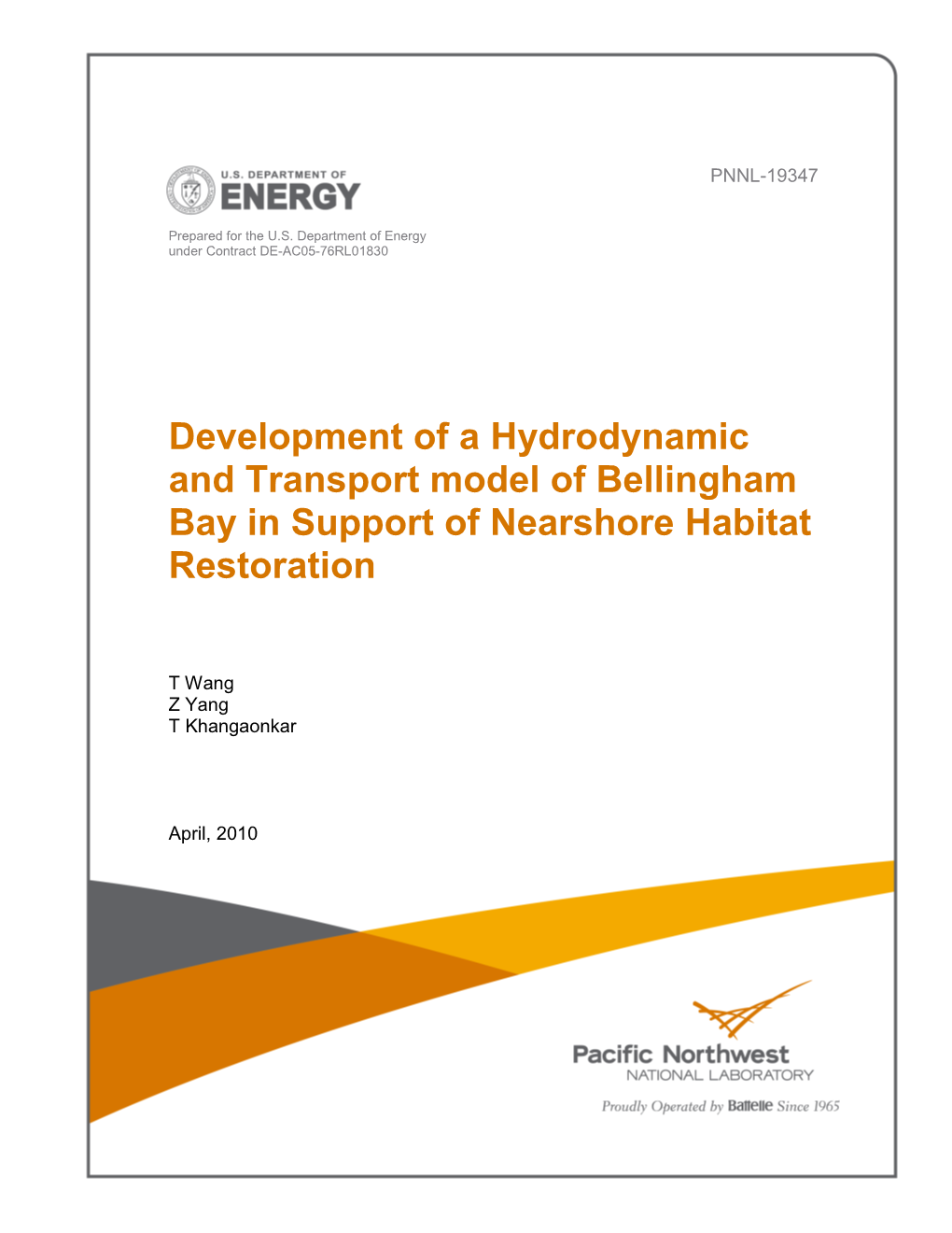 Development of a Hydrodynamic and Transport Model of Bellingham Bay in Support of Nearshore Habitat Restoration