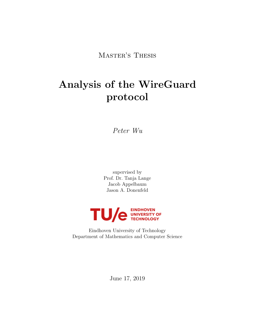 Analysis of the Wireguard Protocol