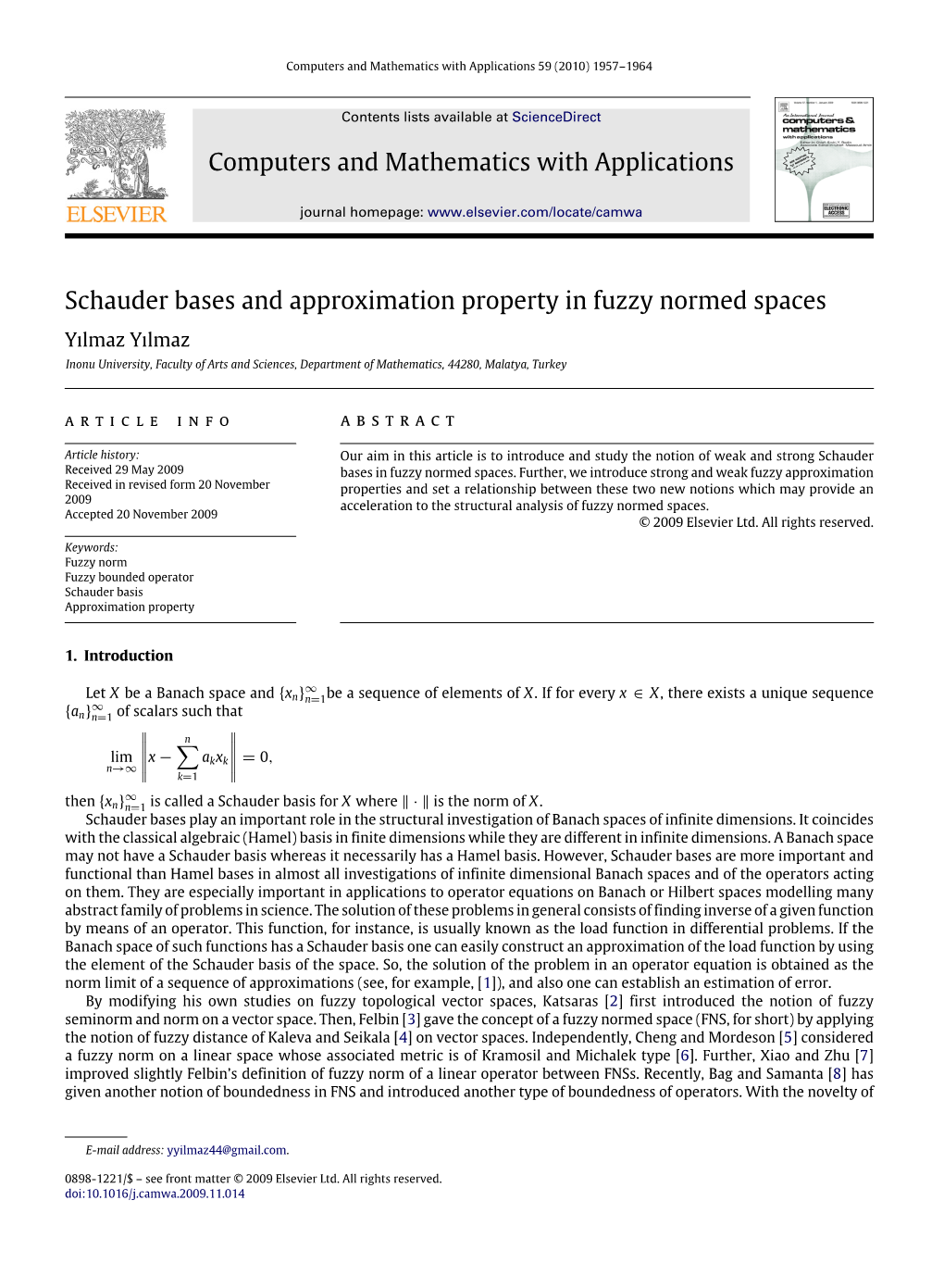 Computers and Mathematics with Applications Schauder Bases And