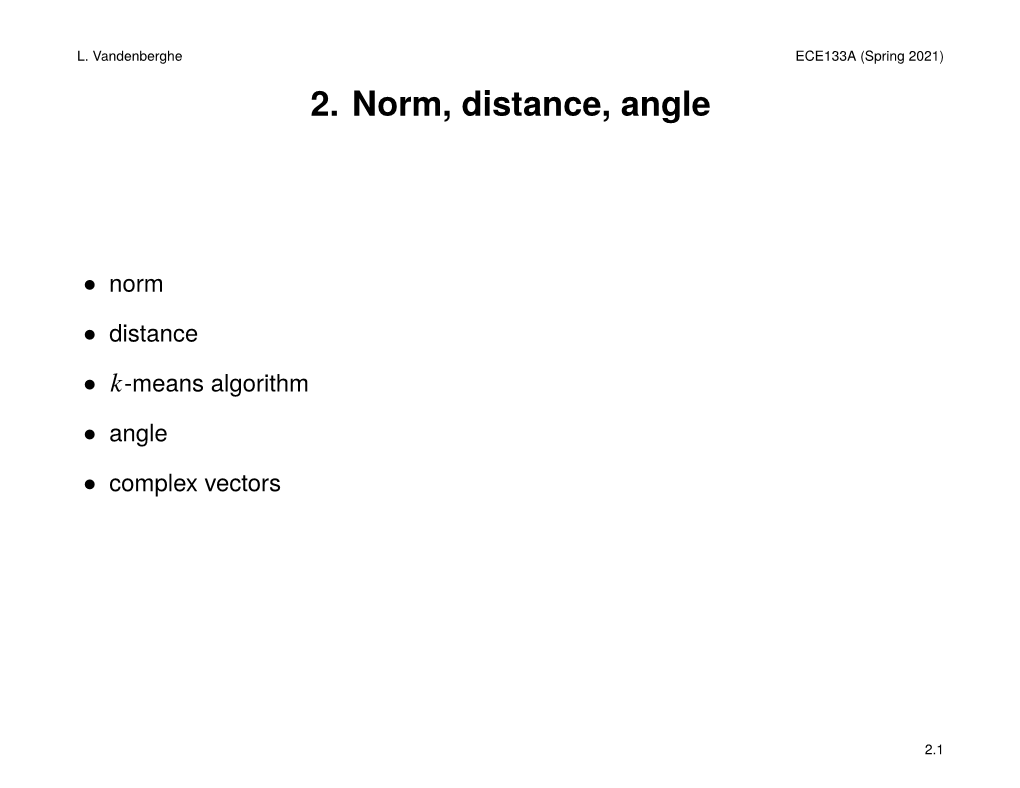 2. Norm, Distance, Angle