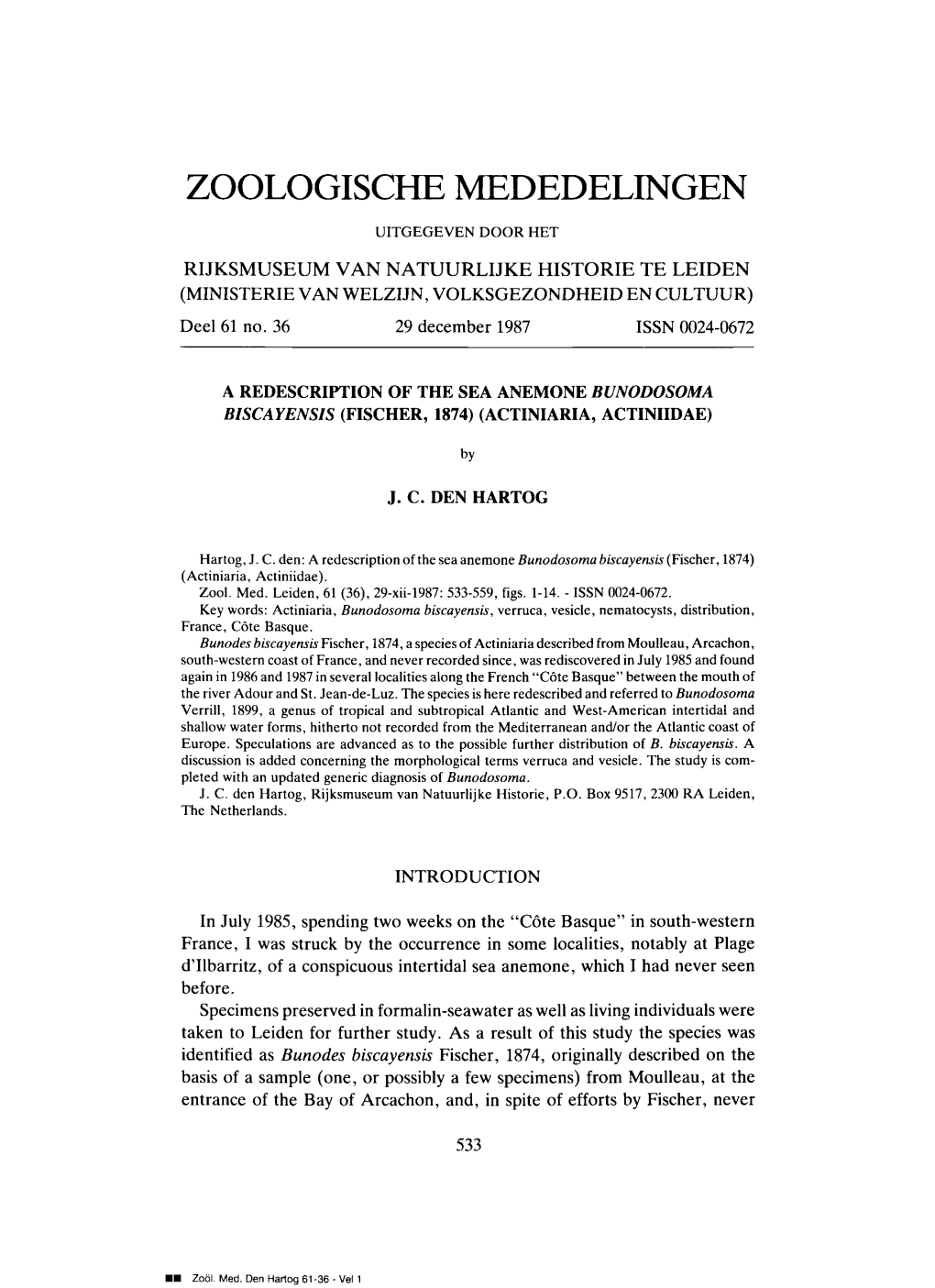 Zoologische Mededelingen