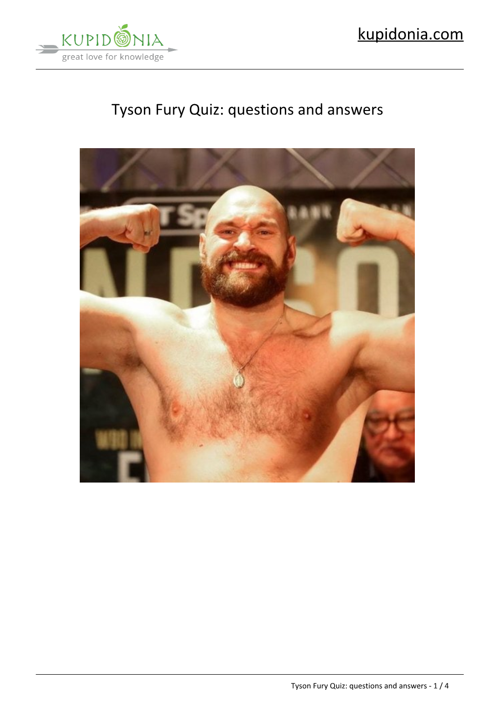 Tyson Fury Quiz: Questions and Answers