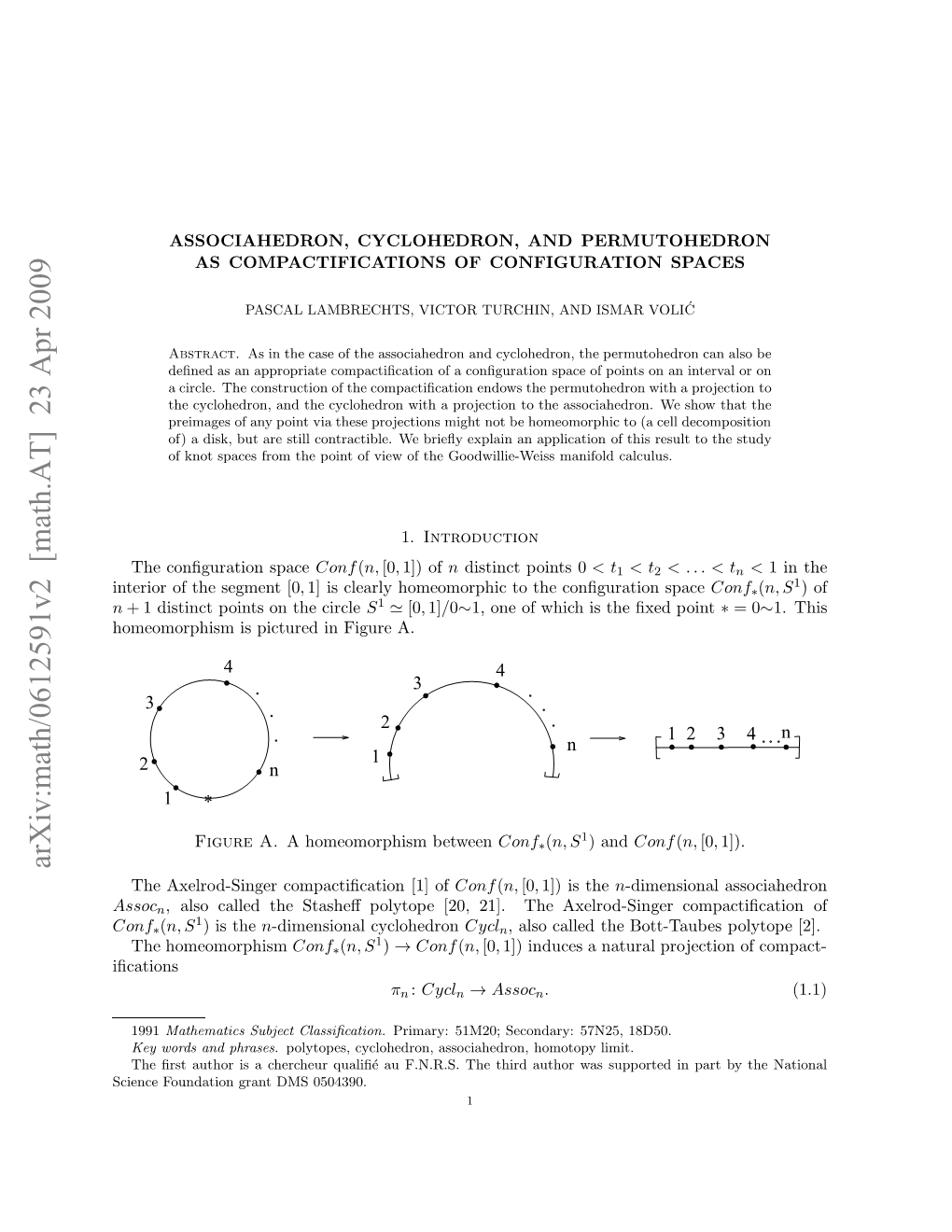 Arxiv:Math/0612591V2 [Math.AT] 23 Apr 2009 Oemrhs Spcue Nfgr A