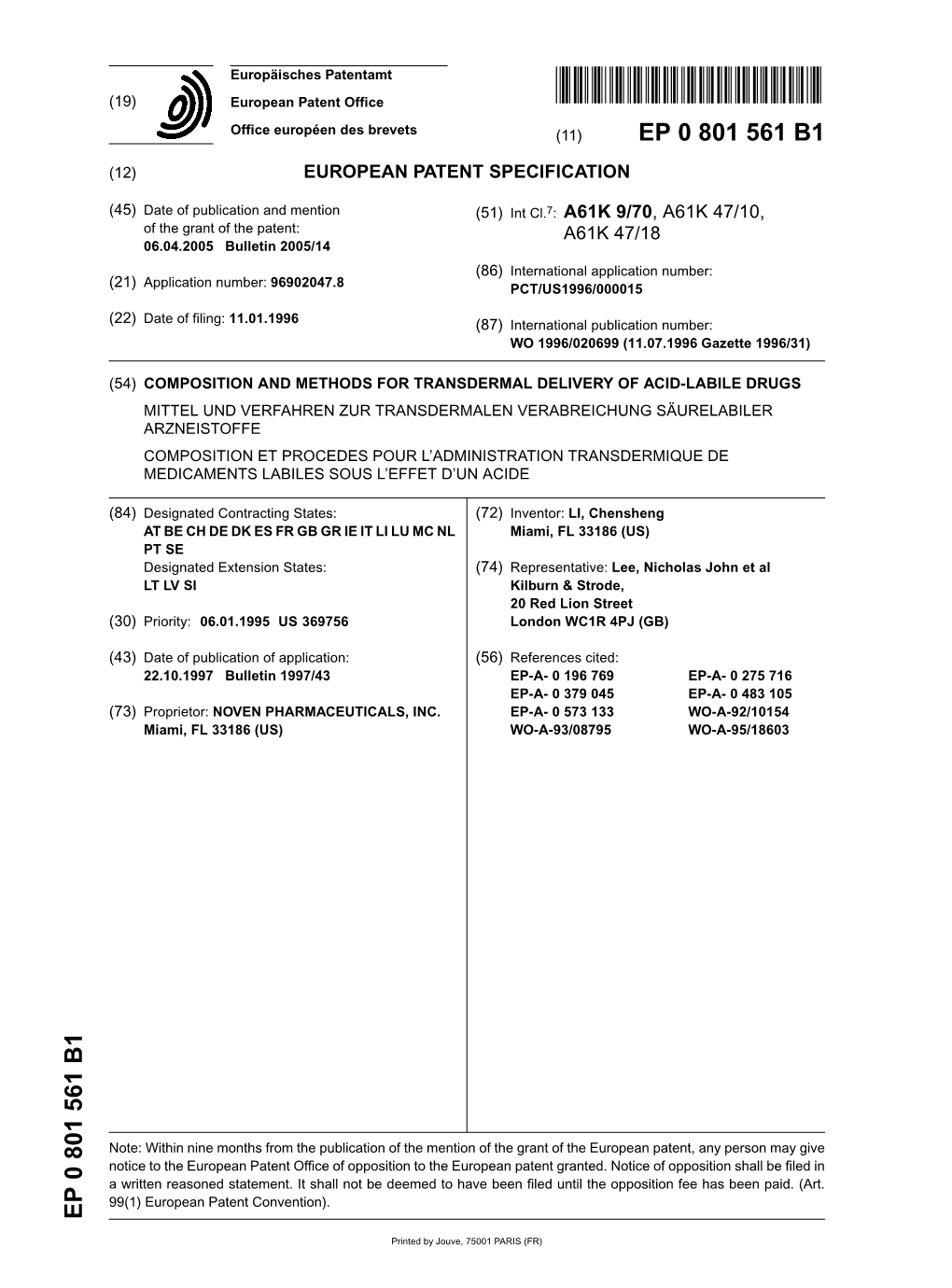 Composition and Methods for Transdermal Delivery Of