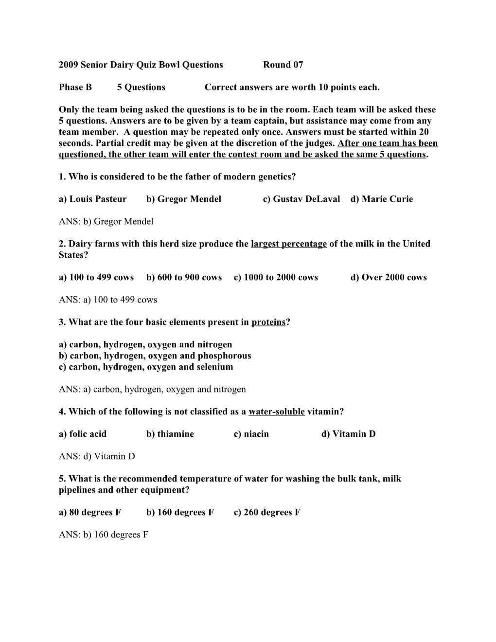 2005 Junior Dairy Quiz Bowl Questions s9