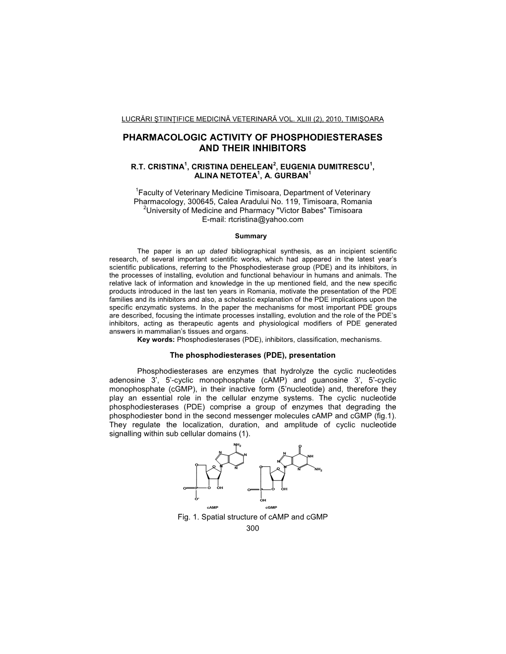 Pharmacologic Activity of Phosphodiesterases and Their Inhibitors