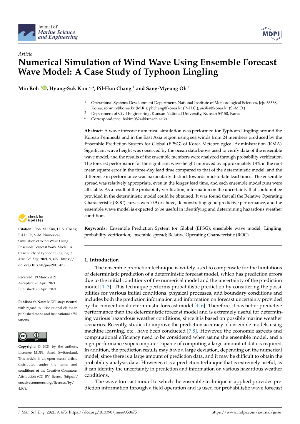 Numerical Simulation of Wind Wave Using Ensemble Forecast Wave Model: a Case Study of Typhoon Lingling