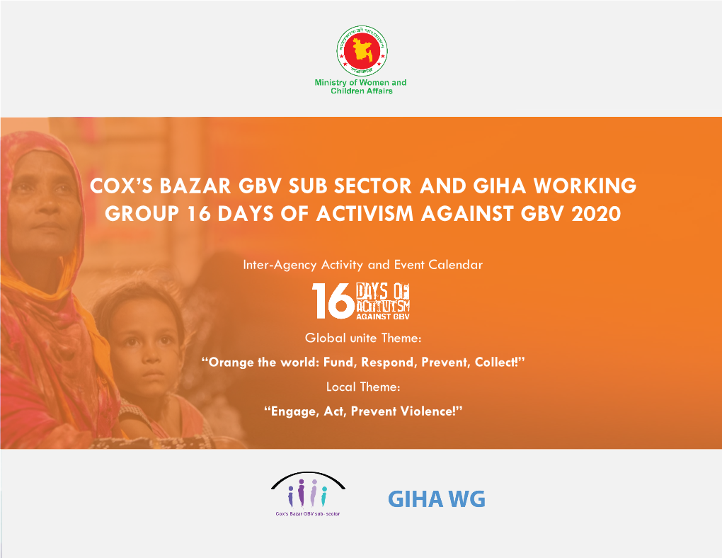 Cox's Bazar Gbv Sub Sector and Giha Working Group 16 Days of Activism