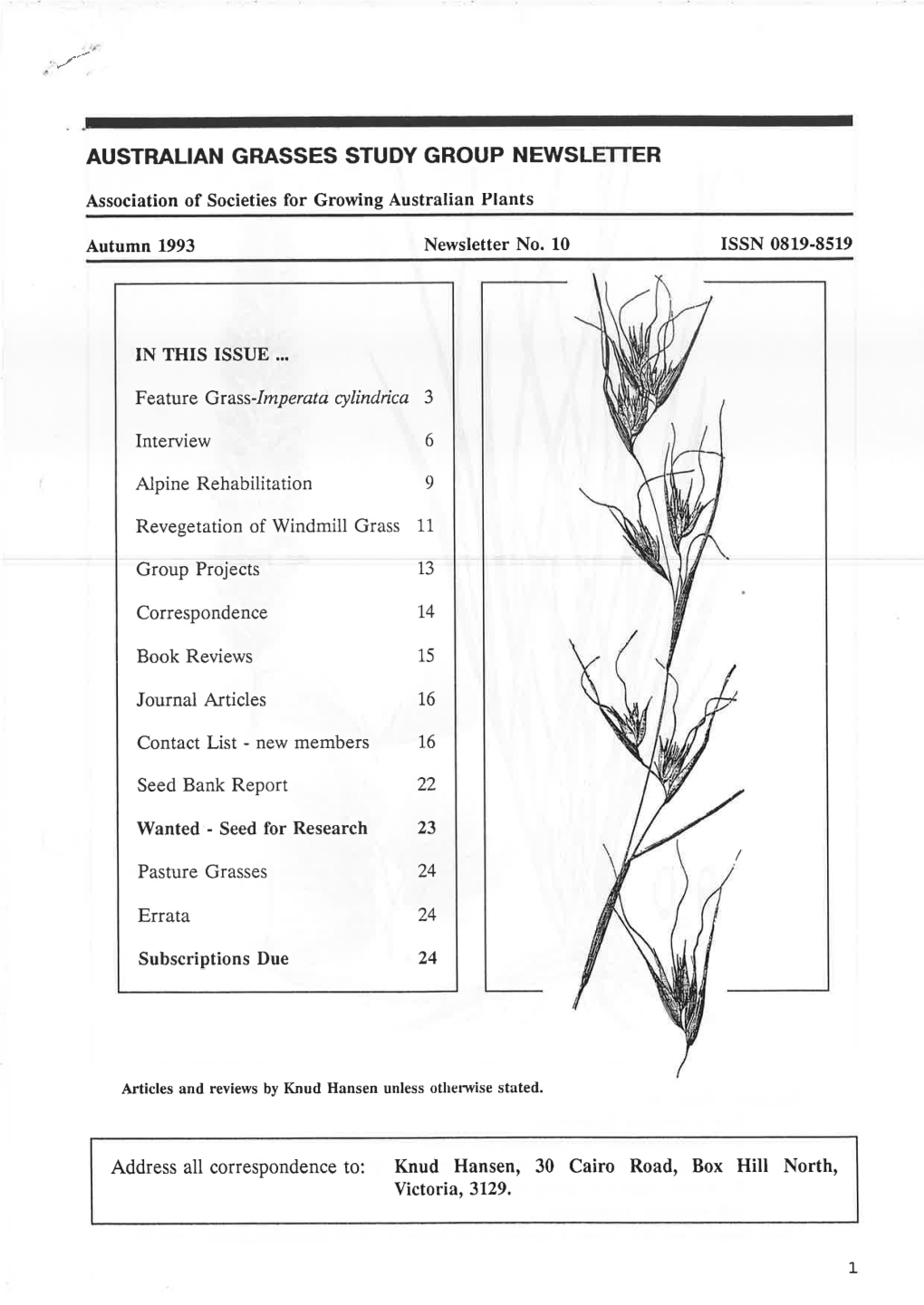 AUSTRALIAN GRASSES STUDY GROUP Newslelter