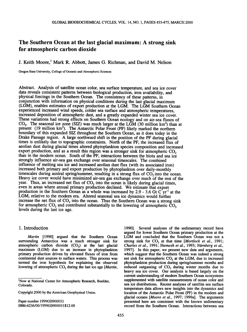 The Southern Ocean at the Last Glacial Maximum a Strong Sink For