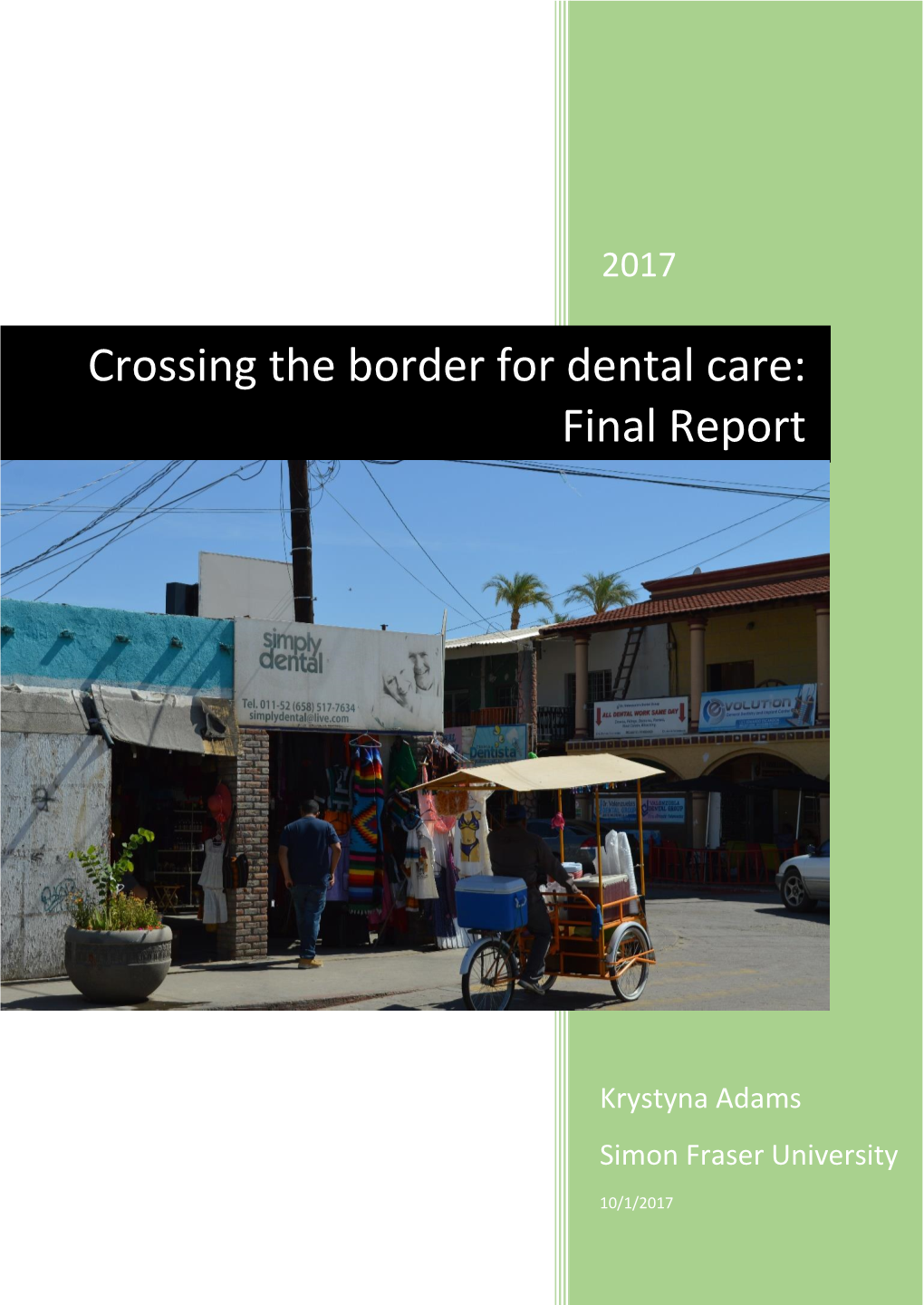 Crossing the Border for Dental Care: Final Report