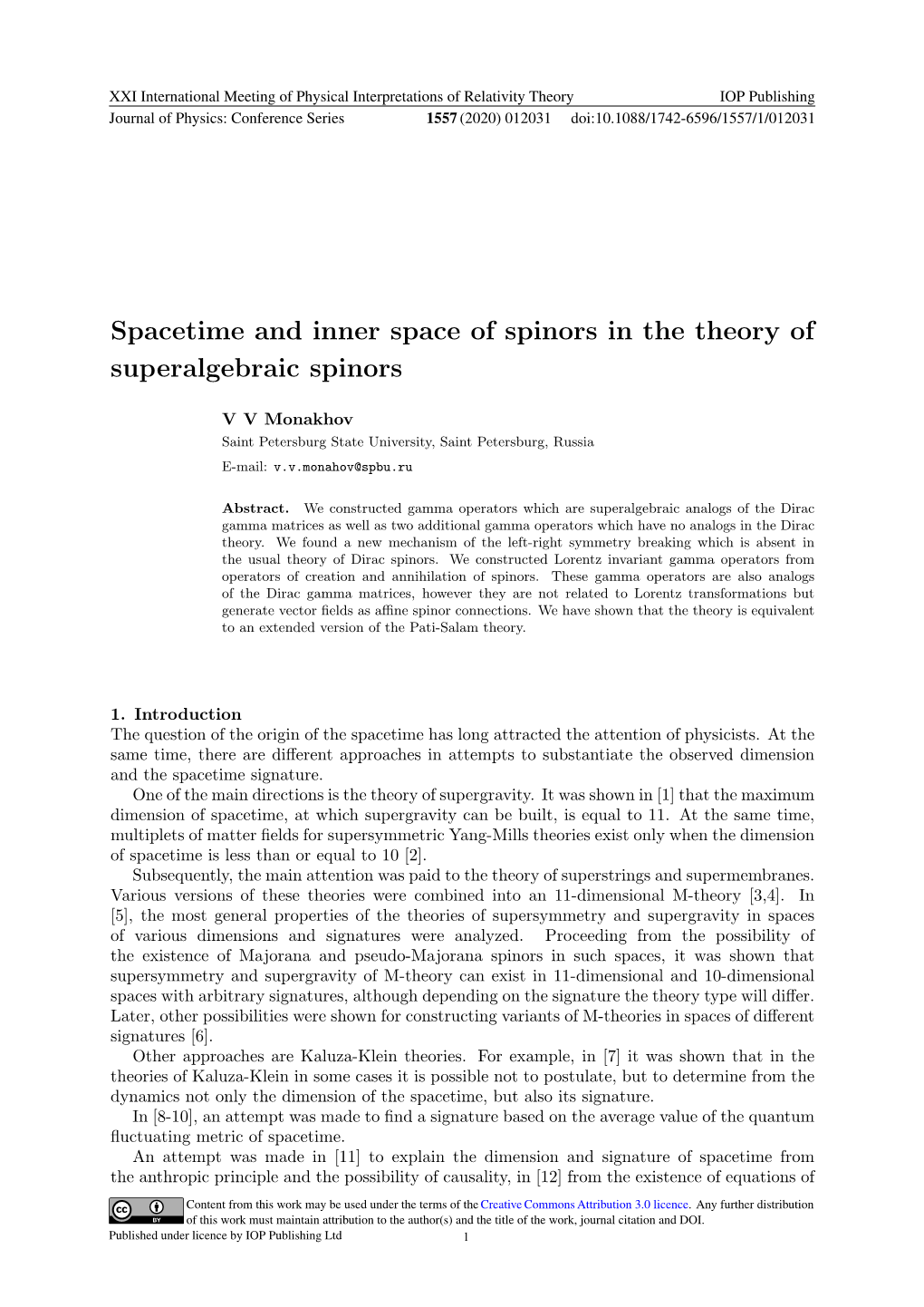 Spacetime and Inner Space of Spinors in the Theory of Superalgebraic Spinors