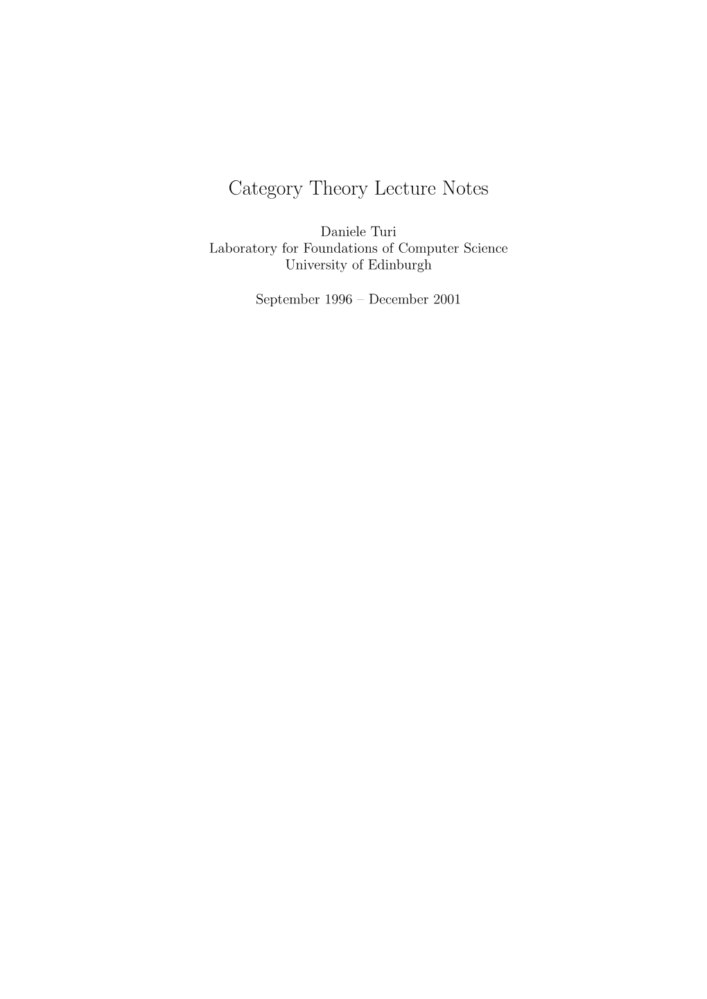 Category Theory Lecture Notes