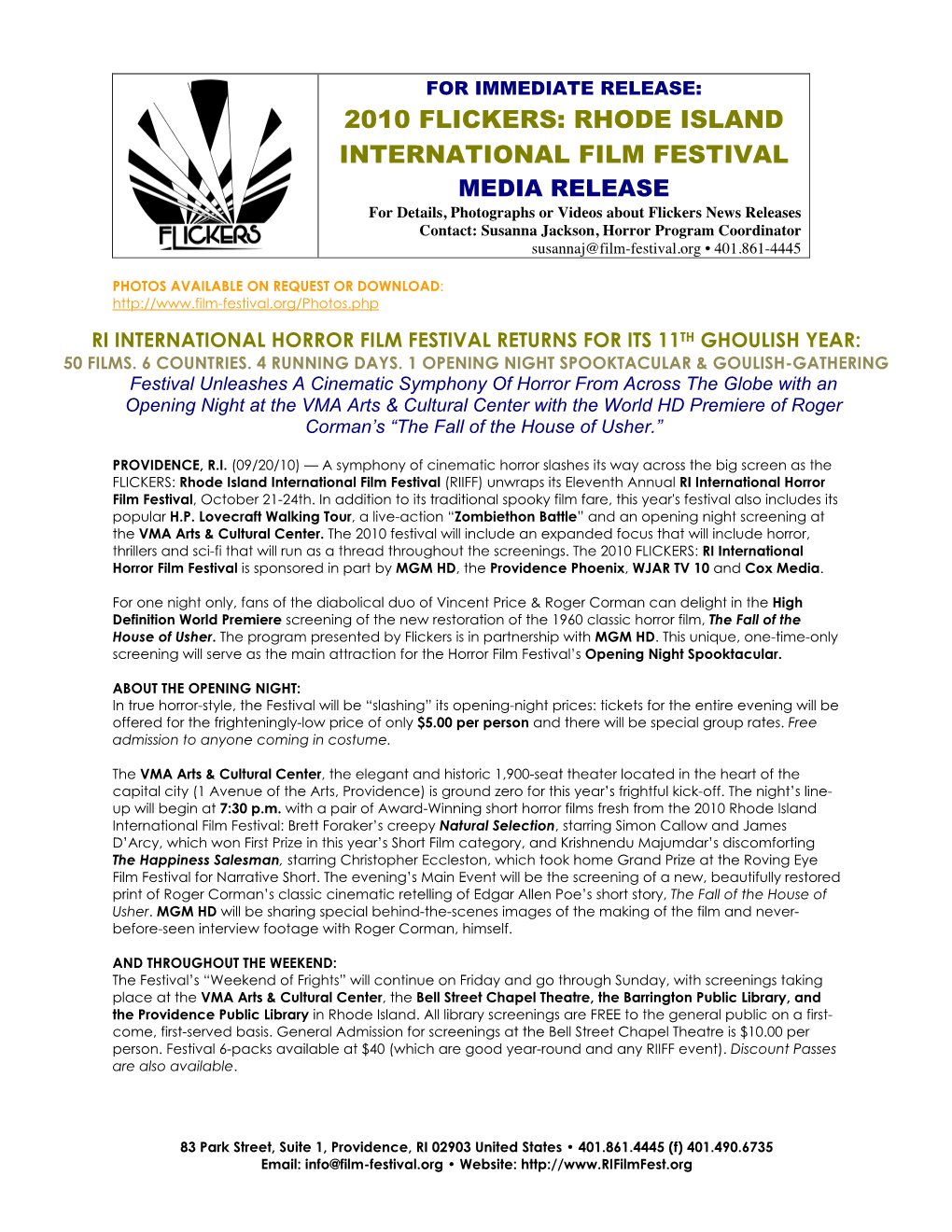 11Th ANNUAL RI INTERNATIONAL HORROR FILM FESTIVAL