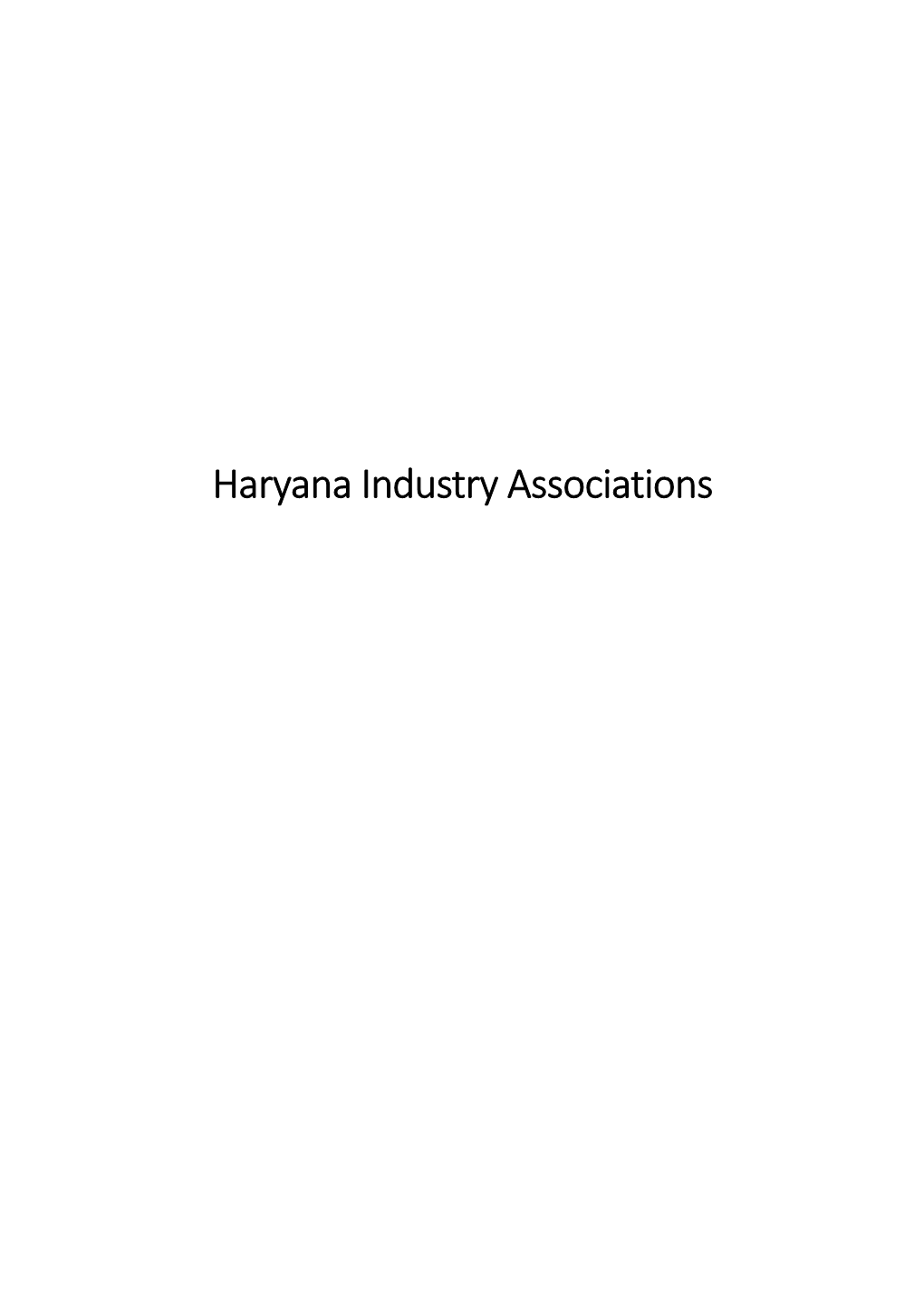 Haryana Industry Associations