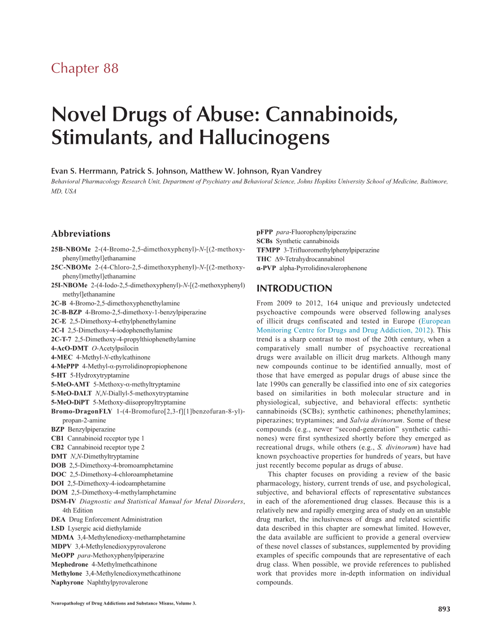 Cannabinoids, Stimulants, and Hallucinogens