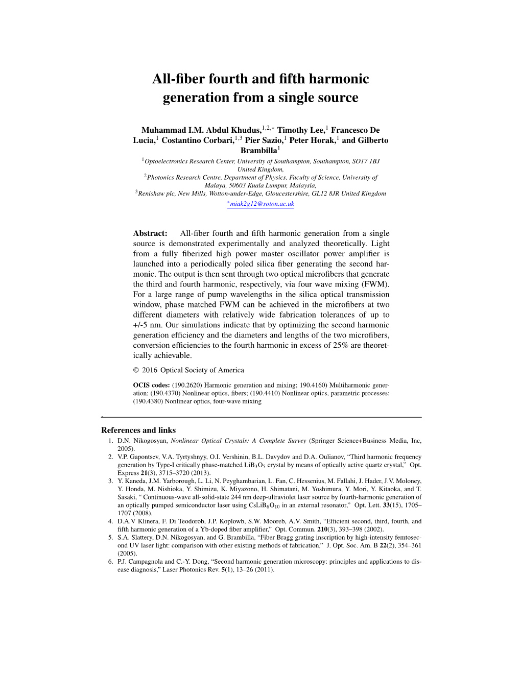 All-Fiber Fourth and Fifth Harmonic Generation from a Single Source