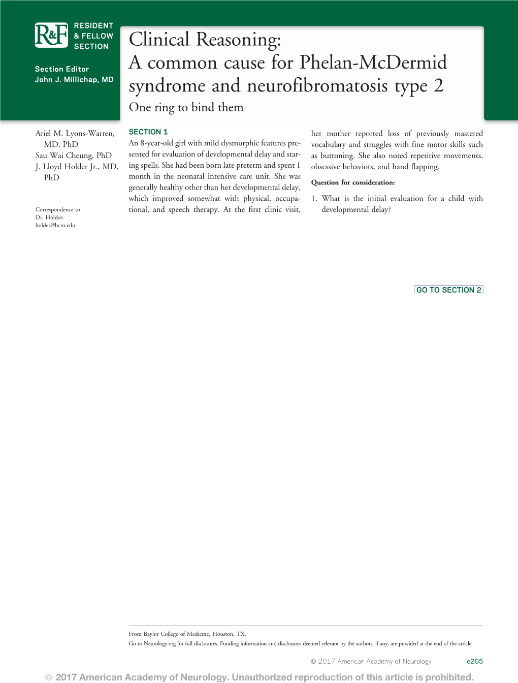 A Common Cause for Phelan-Mcdermid Syndrome and Neurofibromatosis Type 2: One Ring to Bind Them Ariel M