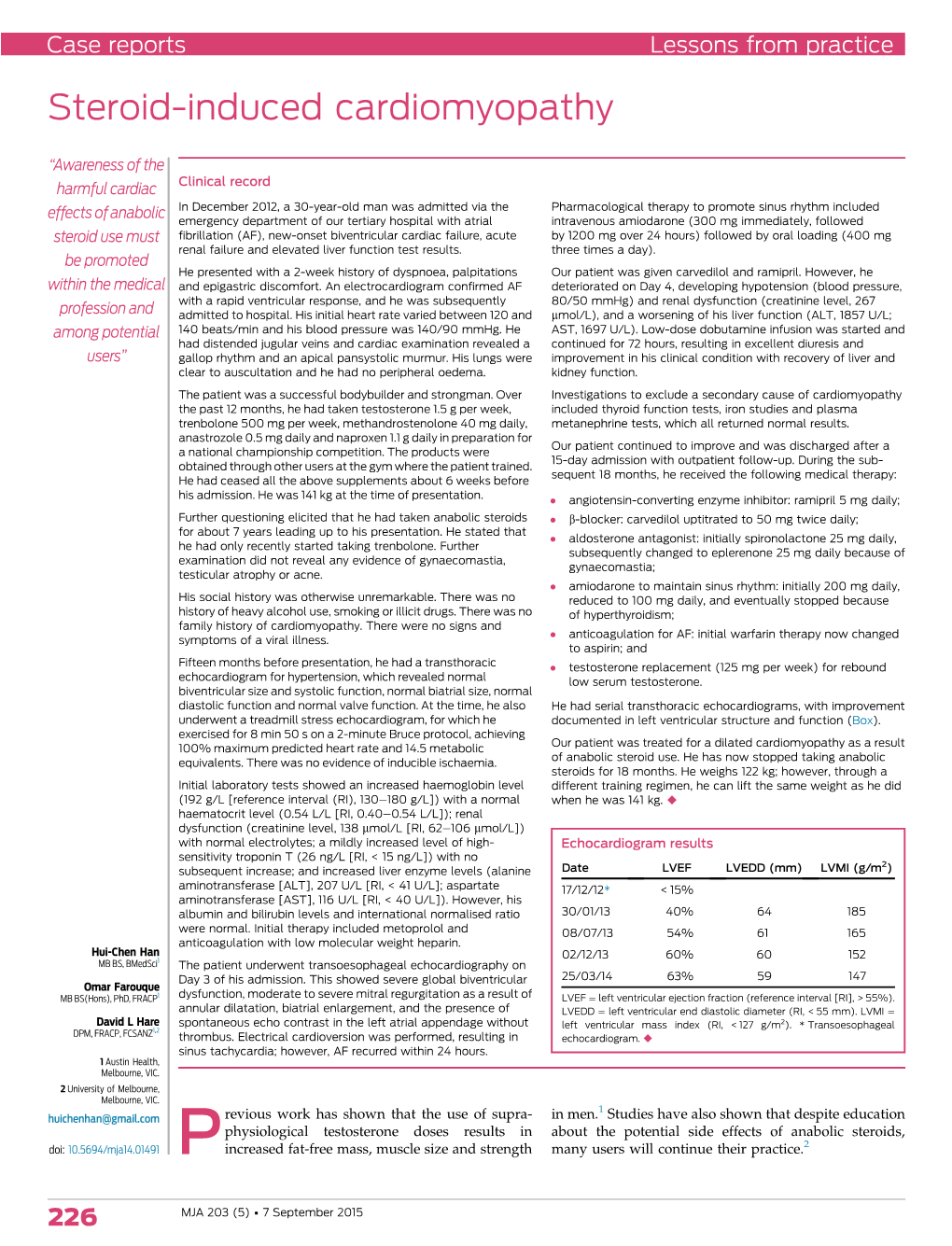 Steroid-Induced Cardiomyopathy