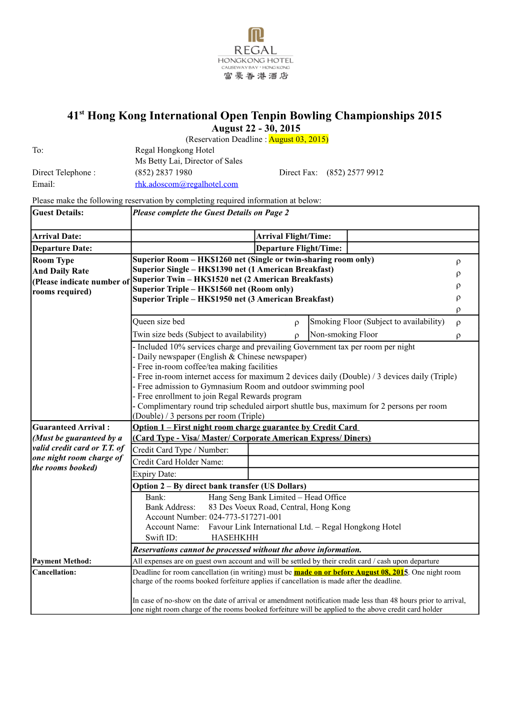 41St Hong Kong International Open Tenpin Bowling Championships 2015