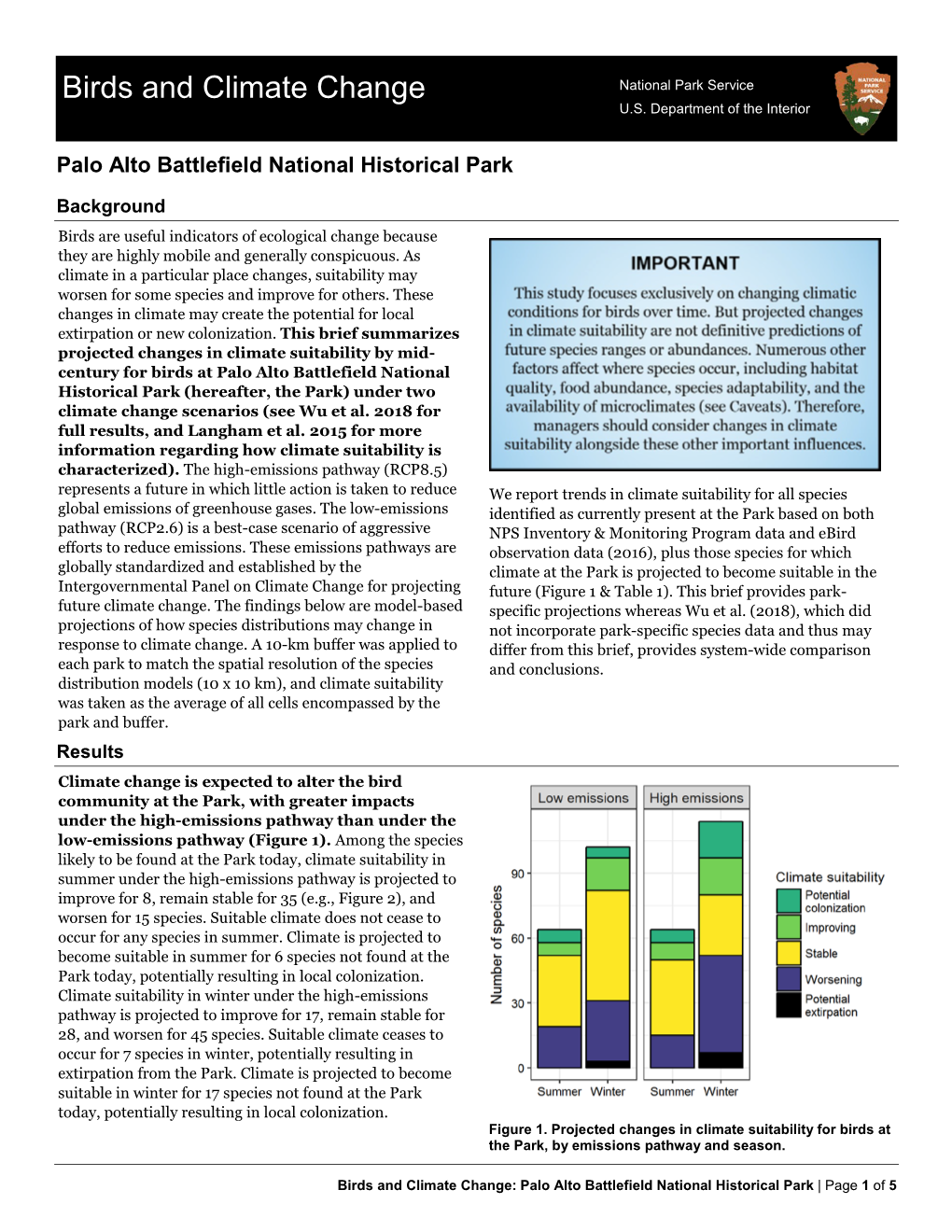 Birds and Climate Change National Park Service U.S