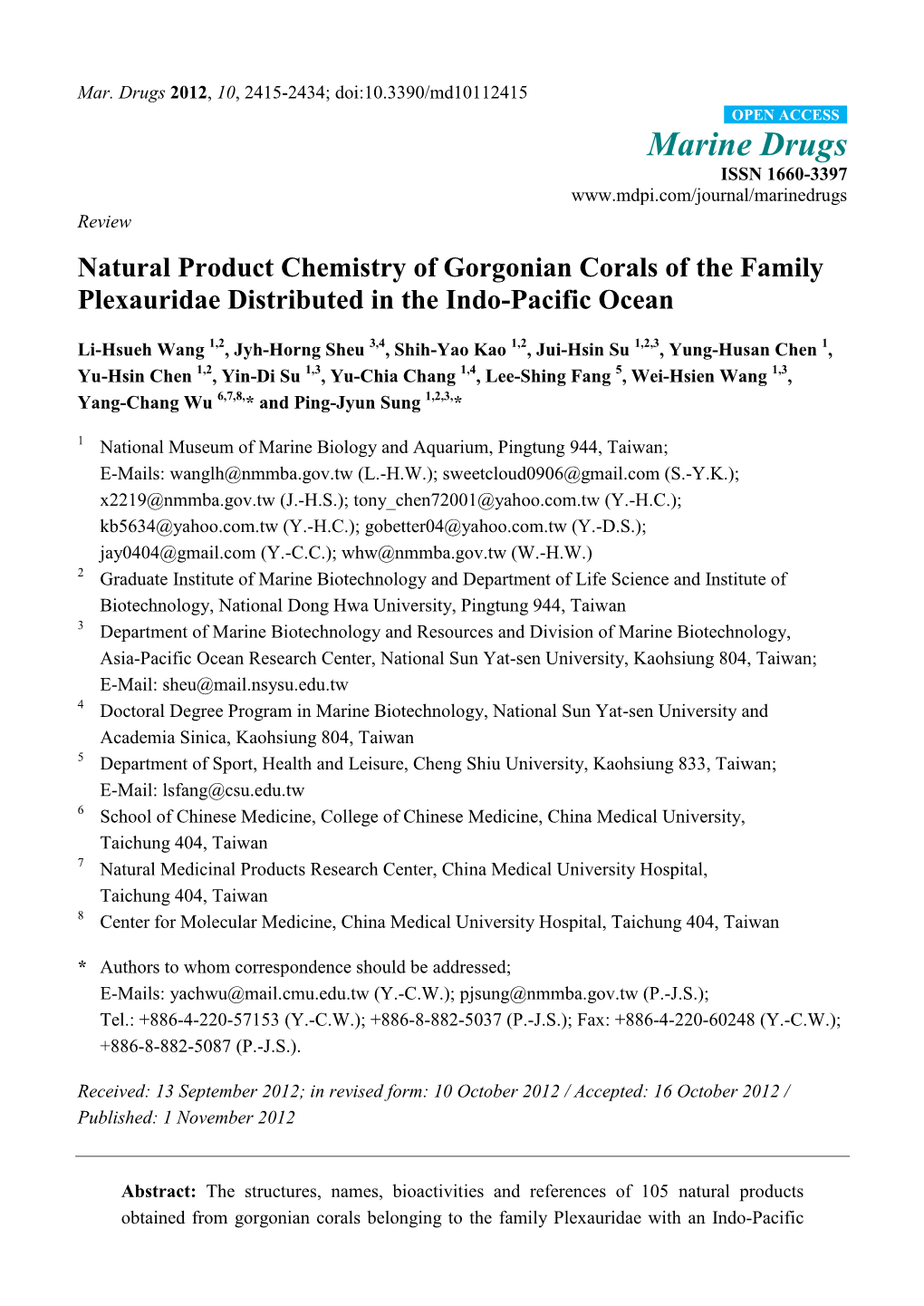 Natural Product Chemistry of Gorgonian Corals of the Family Plexauridae Distributed in the Indo-Pacific Ocean