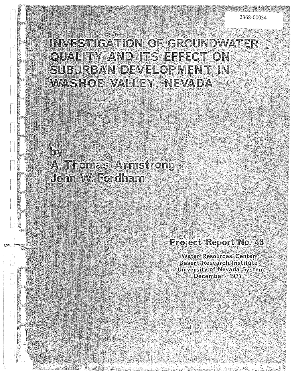 Investigation of Groundwater Quality and Its Effect on Suburban