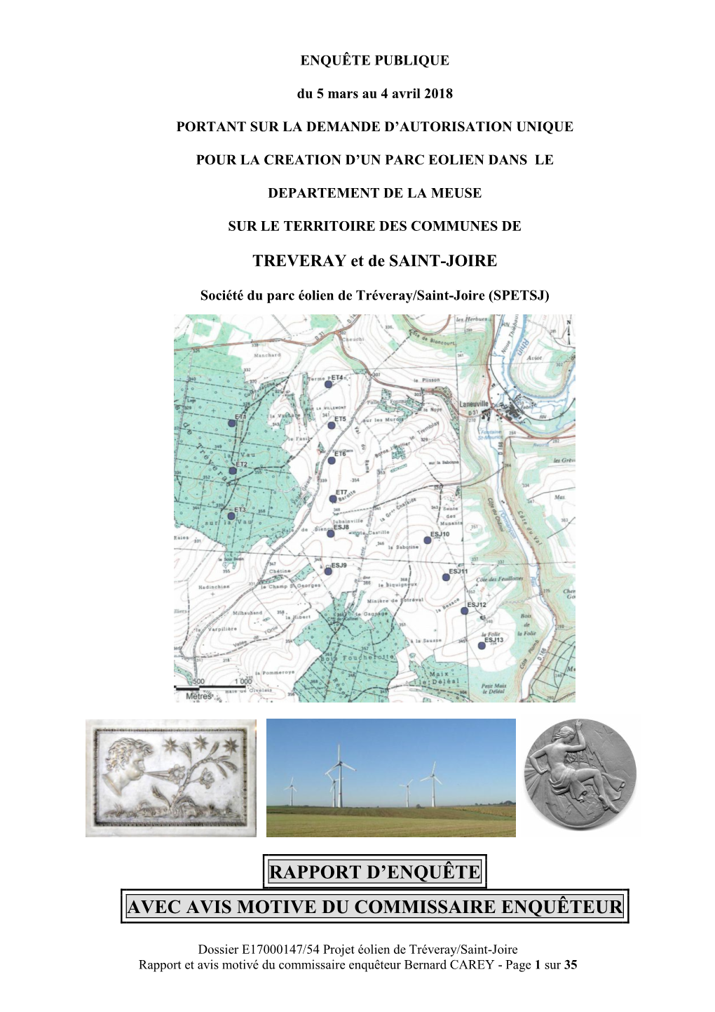 Rapport D'enquête Et Avis Motivé Projet Éolien De Tréveray Saint
