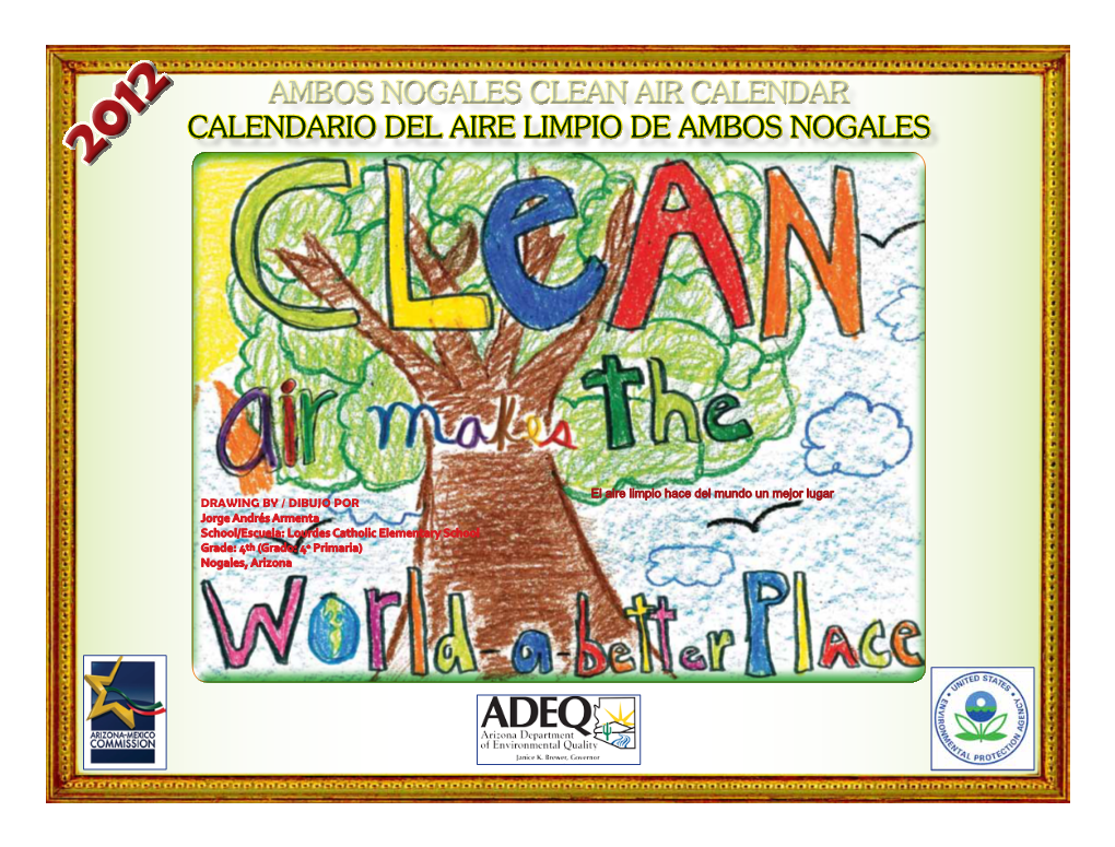 Calendario Del Aire Limpio De Ambos Nogales Ambos Nogales Clean Air