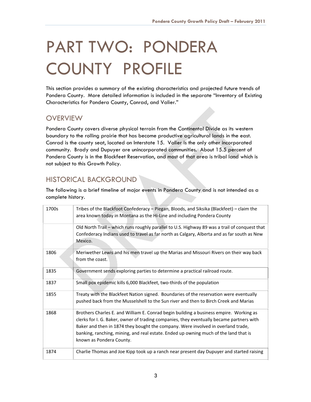 Part Two: Pondera County Profile