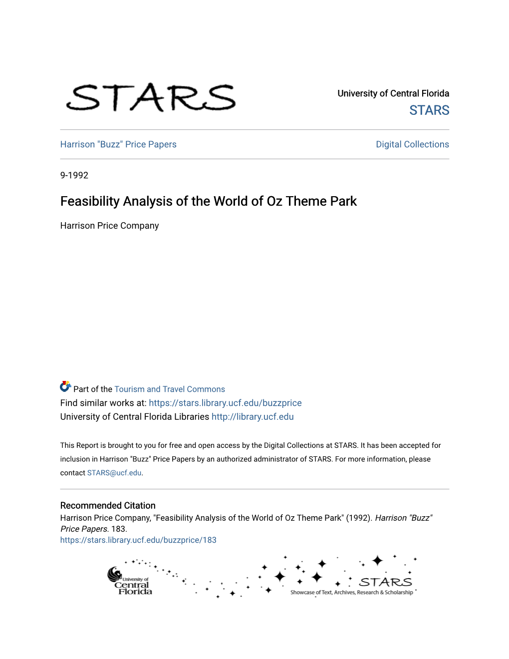 Feasibility Analysis of the World of Oz Theme Park