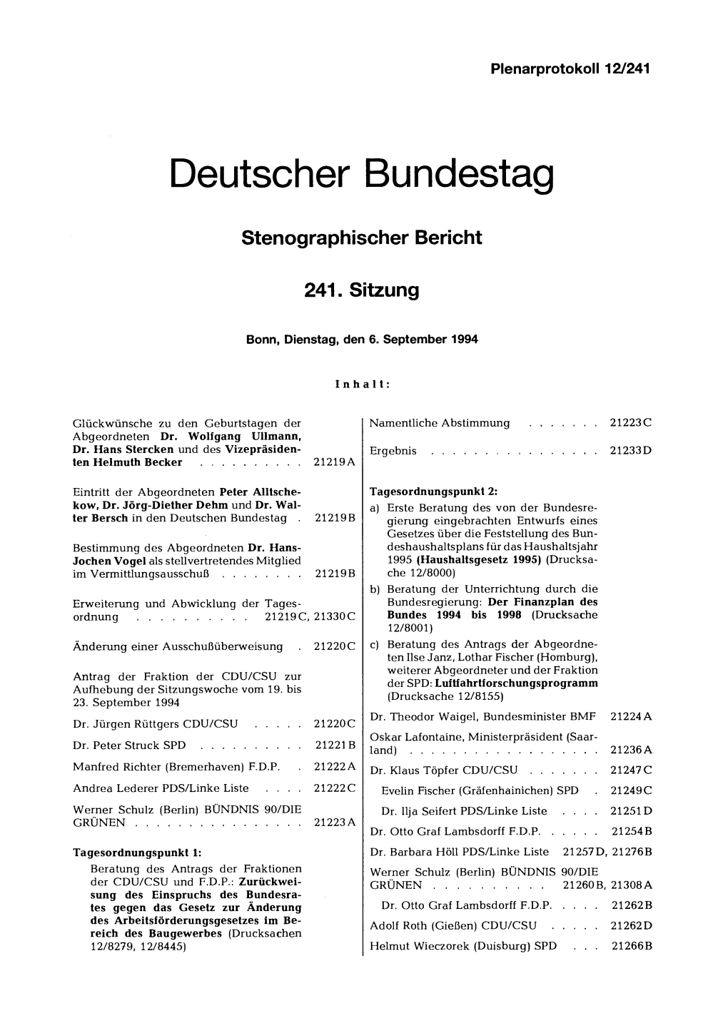 SPD: Luftfahrtforschungsprogramm Aufhebung Der Sitzungswoche Vom 19