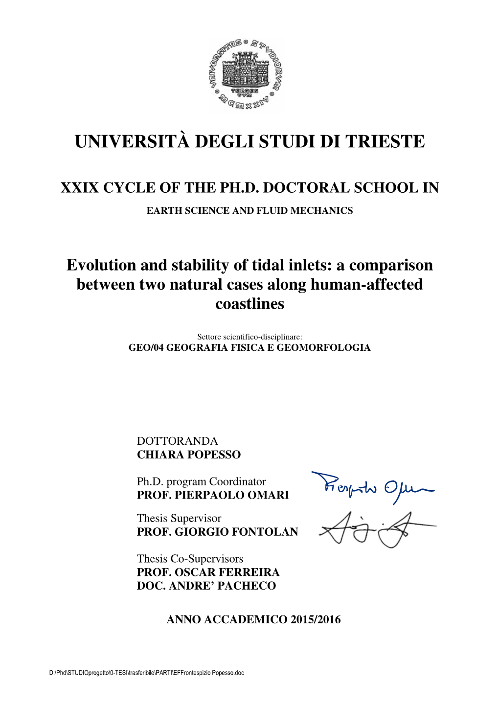 Università Degli Studi Di Trieste
