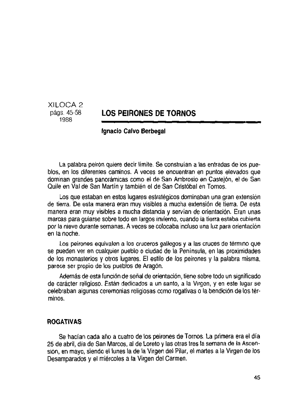 LOS PEIRONES DE TORNOS 1988 - Ignacio Calvo Berbegal