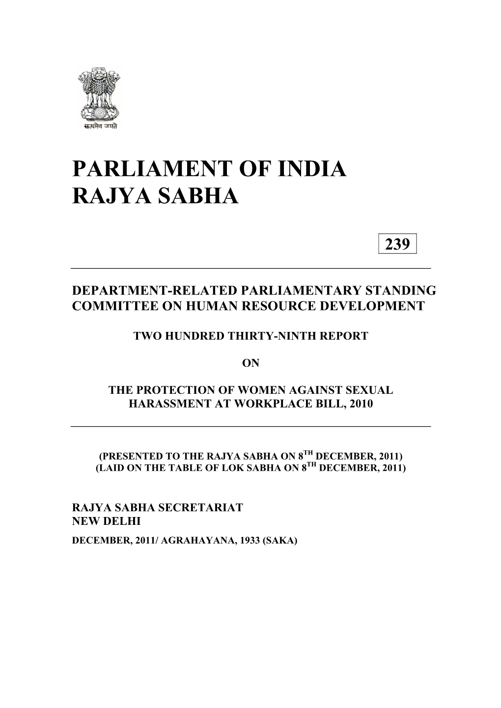 Parliament of India Rajya Sabha