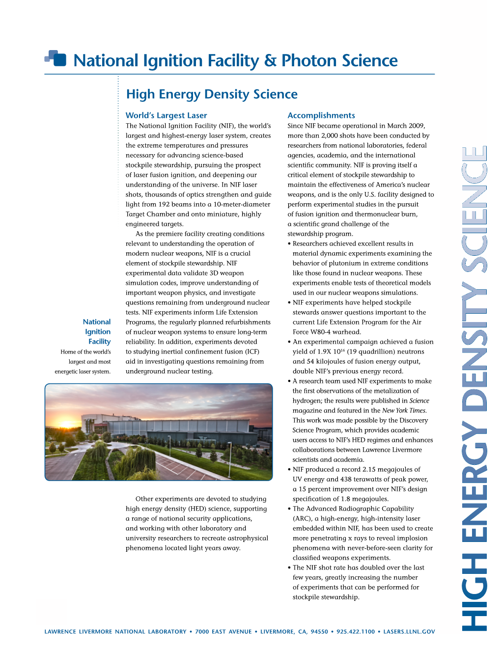 High Energy Density Science