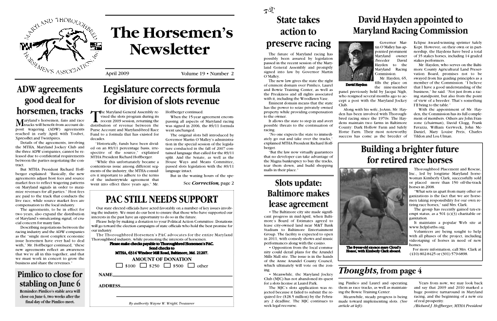 The Horsemen's Newsletter