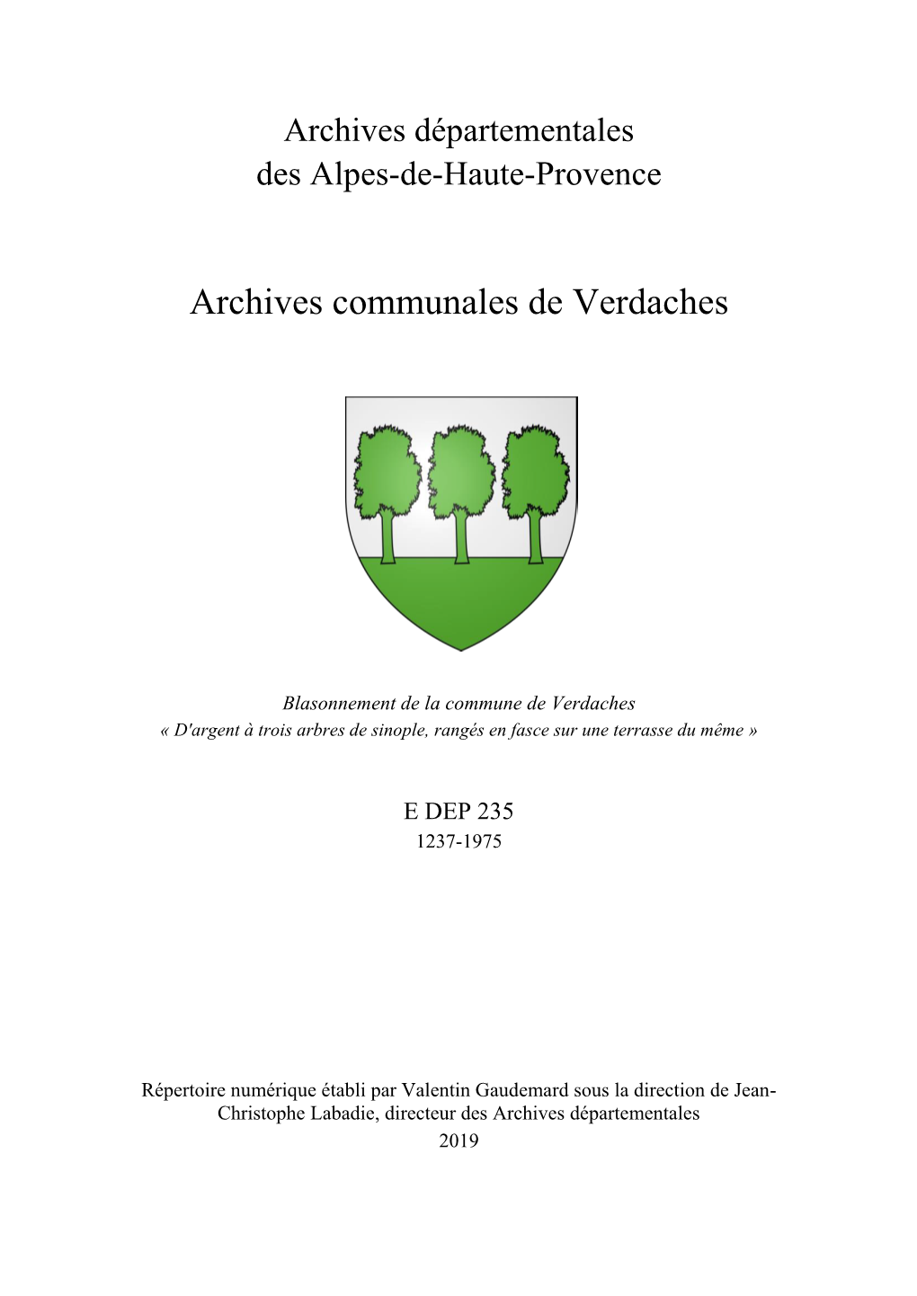 Archives Communales De Verdaches