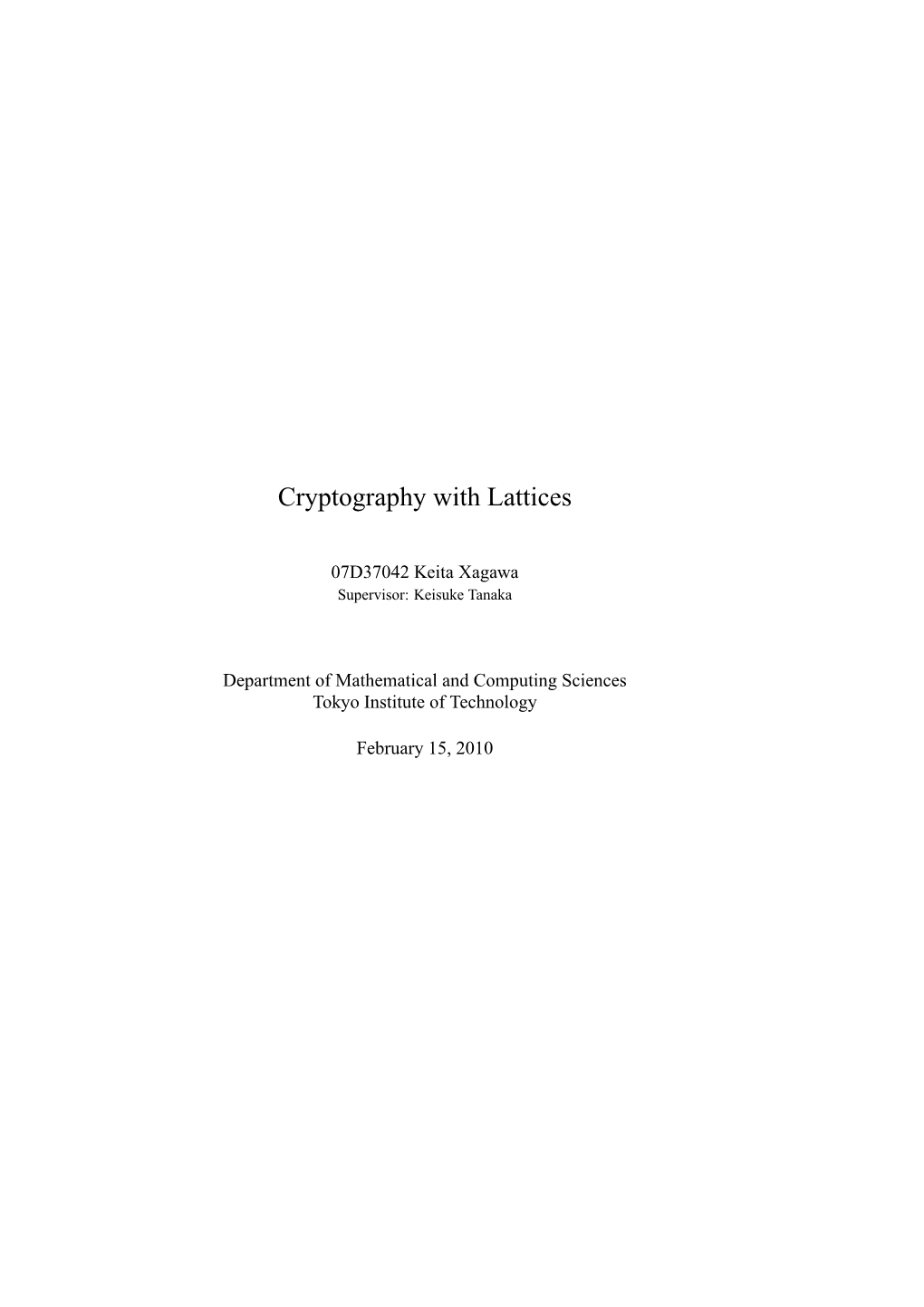 Cryptography with Lattices