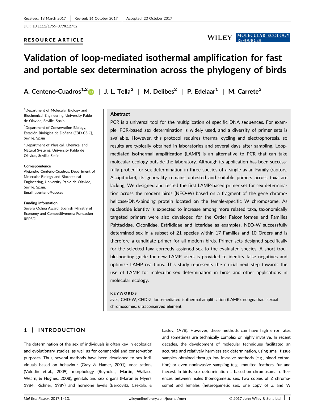 Mediated Isothermal Amplification for Fast and Portable Sex Determination Across the Phylogeny of Birds